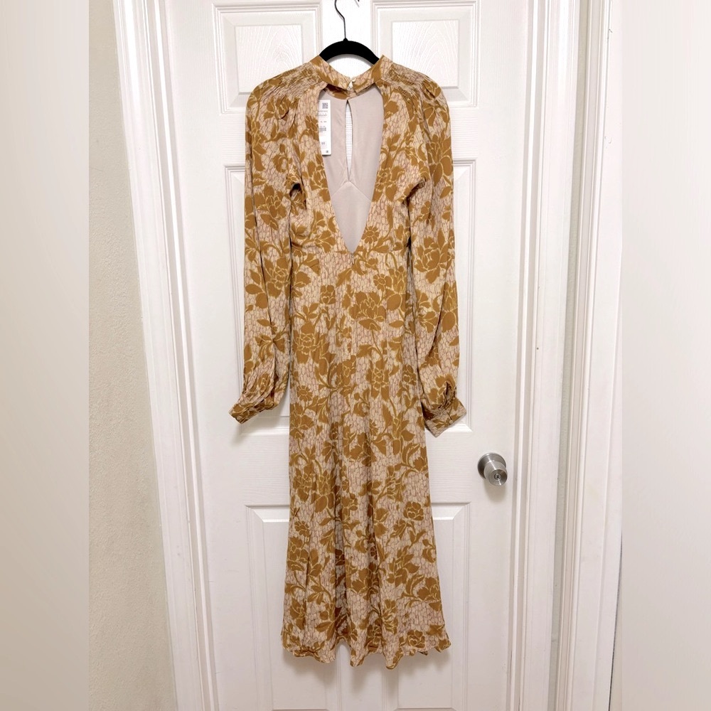 NWT Zara Floral Open Back Midi Dress - Picture 11 of 15